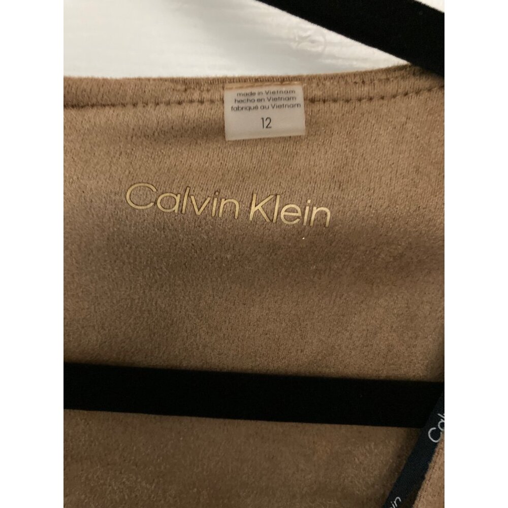 NWT Calvin Klein Women's Asymmetric Exposed-Zip Dress Brown Size 12 - Picture 4 of 8